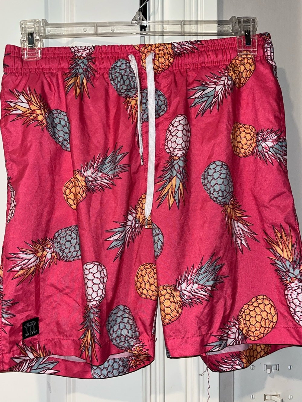 Brooklyn Cloth Volley Men's Pink Pineapple Print Swim Trunks M